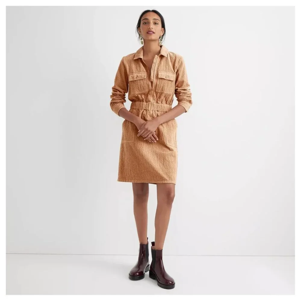 J.Crew Zip-front cinched dress in corduroy